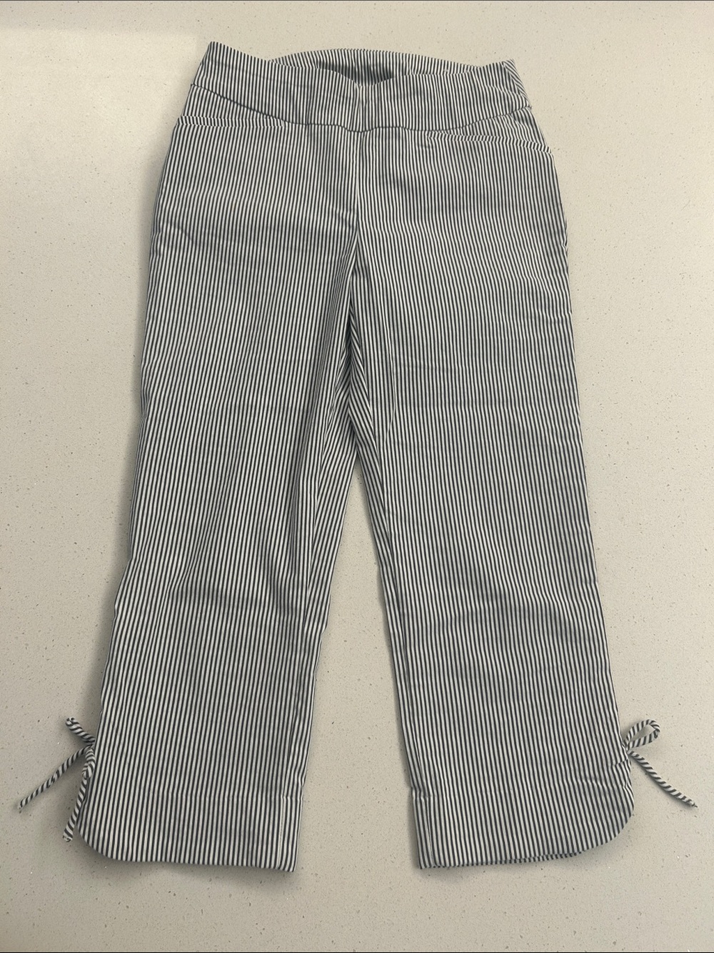 Chico's Navy-and-White Striped Cropped Capris